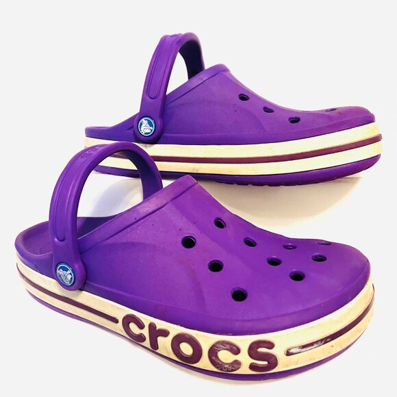 CROCS Iconic Comfort Bayaband Unisex (m/8 w/6) Purple Slip On Clogs-Vented top - Picture 8 of 14